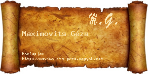 Maximovits Géza névjegykártya