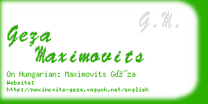 geza maximovits business card